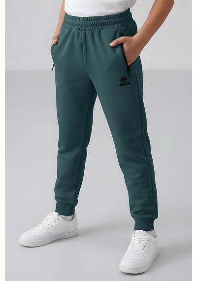 Tommylife Orman Yeşili Fermuarlı Standart Fit Erkek Çocuk Eşofman Alt - 64042 Orman Yeşili