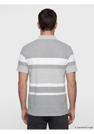 Lcwaıkıkı Classic İndigo Polo Yaka Çizgili Erkek Pike Tişört