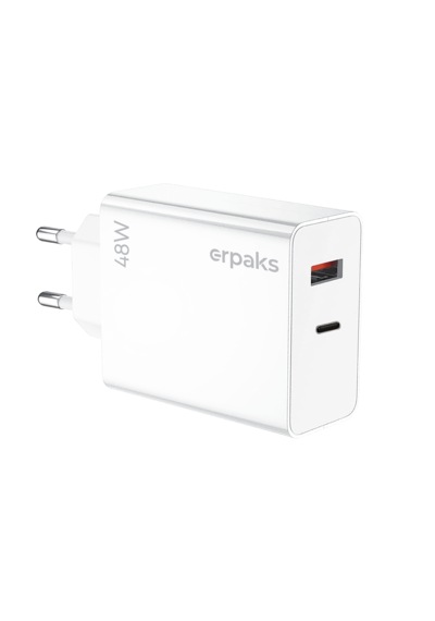 Erpaks Erd 48w Usb-a/type-c Hizli Sarj Adaptoru Beyaz