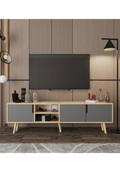 Latina Ahşap Ayaklı Tv Ünitesi Tv Sehpası 180 Cm Safir Meşe - Antrasit Safir - Antrasit Latina Ahşap Ayaklı Tv Ünitesi Tv Sehpası 180 Cm Safir Meşe - Antrasit Safir - Antrasit