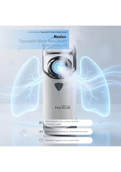 Ayrex Direct Nexus Nexus Taşınabilir Mesh Nebulizatör Şarzlı Çok Hafif Süper Sessiz