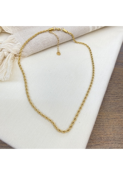 Burgu Kolye Orta Kalın Burma Zincir Yüksek Kalite 316 L Çelik Gold 40+5 Cm