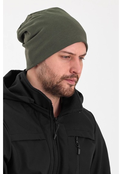 Erkek Termal %100 Pamuklu Soft 2 Stil 1 Arada Bere Premium Cuts Serisi - Standart / Haki Haki