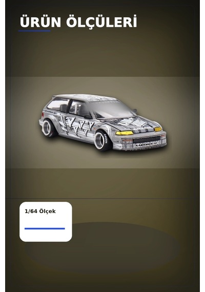 Manga Desenli 1/64 Ölçek Diecast Honda Civic Ef Model Araba - Tekli Rastgele Paket Bx-313375