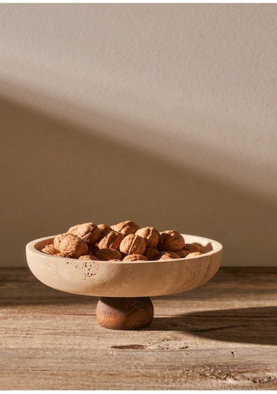 Bella Maison Ephesus Traverten Ayaklı Sunum Kasesi Naturel 25 Cm