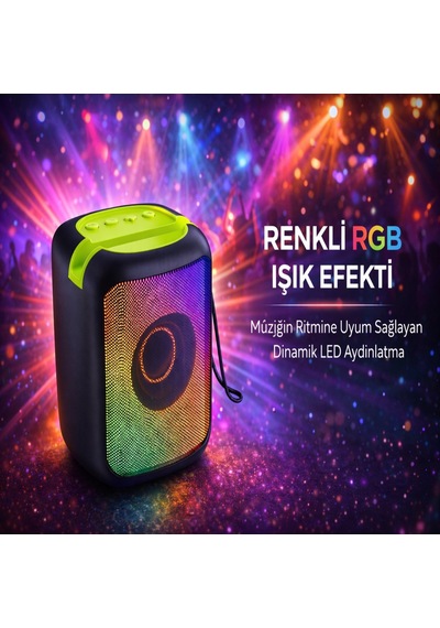 Mini Taşınabilir Bluetooth Hoparlör Rgb Işıklı Kablosuz Speaker Usb Tf Kart Tws Destekli Güçlü Ses