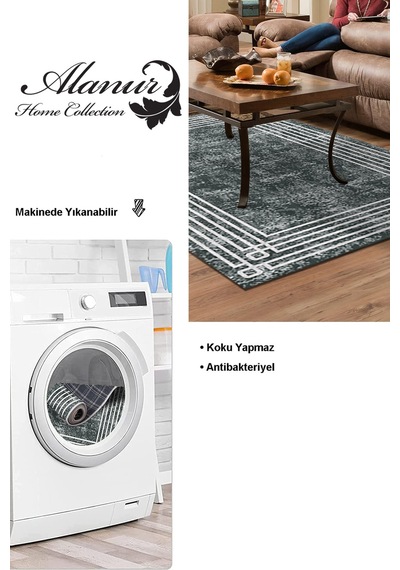 Dekoreko Kaymaz Taban Djt Salon Halısı Star Pamuk Modern M5142 gri