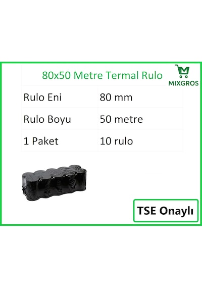 80x50 Metre Termal Yazarkasa Ve Adisyon Rulosu 10 Adet