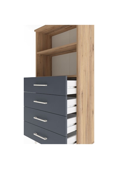 Arges Dolap 2 Raflı 4 Çekmeceli 60x30x134 Çam-antrasit Atlas Çam