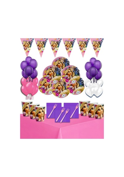 Rapunzel 16 Kişilik Doğum Günü Parti Malzemeleri Seti Tüm Yaşlar