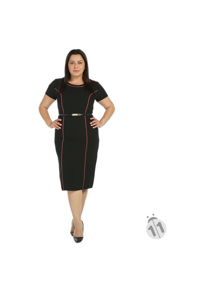 4084Ssm-Nidya Moda Büyük Beden Elbise Biyelikrep Siyah