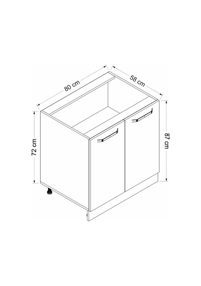 Minar Mutfak Alt Modül 2k1r 80cm Dolap Beyaz - B1