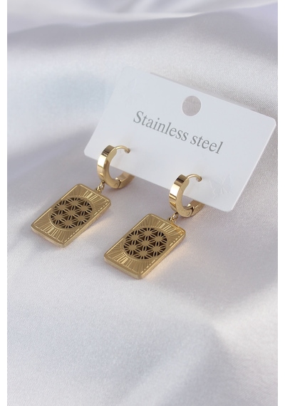 Ezoconcept 316l Çelik Gold Renk Lotus İşleme Kadın Küpe