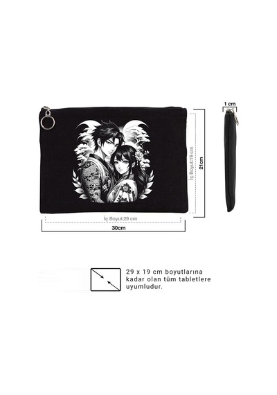Tattoo Tablet/portföy Çanta - Astarlı 30x21 Cm Siyah - No.03 Siyah