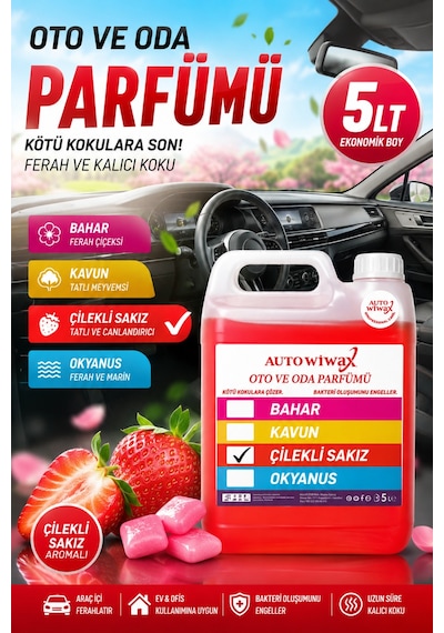 Auto Wiwax 5 L Araç İçi Koku Çilekli Sakız Aromalı Oto Ve Oda Parfümü