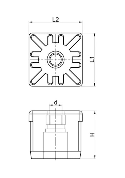 Ayarlı Profil Ayağı Takım 30x30 Rotil Ayak+ Rotil Kare Siyah Diğer