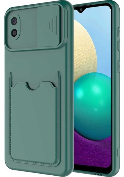 Galaxy A02 Kılıf Zore Kartix Kapak Koyu Yeşil