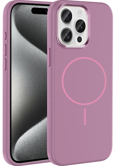 Apple Uyumlu iPhone 15 Pro Max Kılıf M-safe Şarj Özellikli Metal Kamera Çerçeveli Mkst Edi Silikon Kapak - Mor Mor
