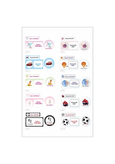 İsimli Okul Etiketi Defter Kitap Kalem Sticker Seti 126 Adet