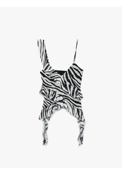 Koton Zebra Desenli Asimetrik Kesim İnce Askılı Tül Fırfırlı Bluz Siyah Desenli 5sak10120uk Siyah Desenli Koton Zebra Desenli Asimetrik Kesim İnce Askılı Tül Fırfırlı Bluz Siyah Desenli 5sak10120uk Siyah Desenli