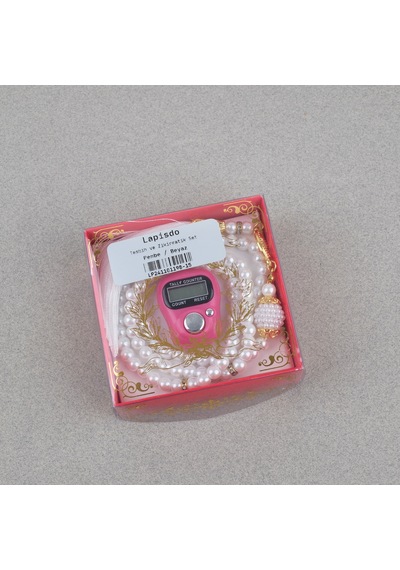 Zikirmatik Elektronik Tesbih Ve 99luk Namaz Tesbih Set Pembe - Beyaz