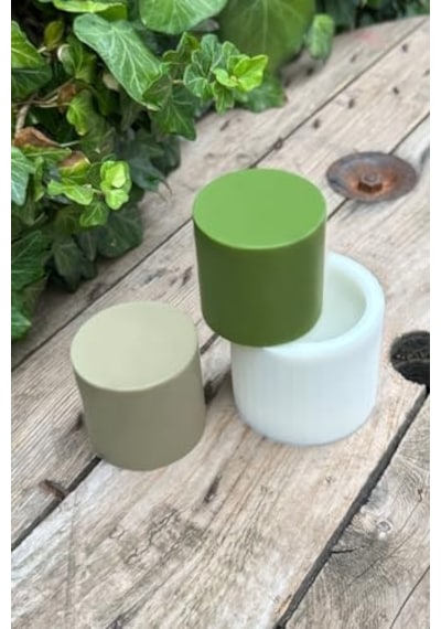Silindir Şeklinde Silikon Mum Kalıbı 6x6x10 Cm Yeşil Çok Renkli
