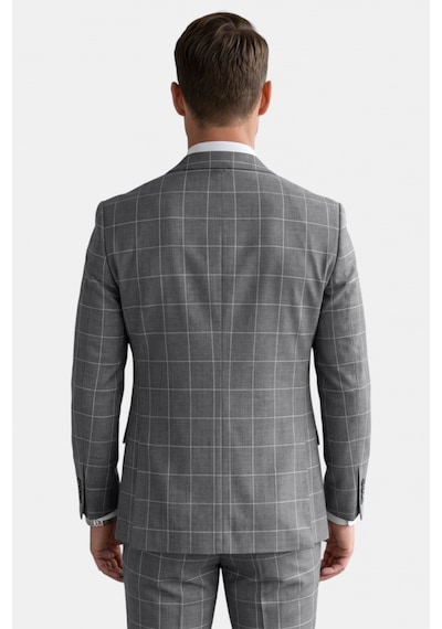 Deepsea Erkek Koyu Gri Slim Fit 3 Lü Takım Elbise Yelekli Ekose Desenli Çift Düğme Takım Elbise 2600501 Deepsea Erkek Koyu Gri Slim Fit 3 Lü Takım Elbise Yelekli Ekose Desenli Çift Düğme Takım Elbise 2600501