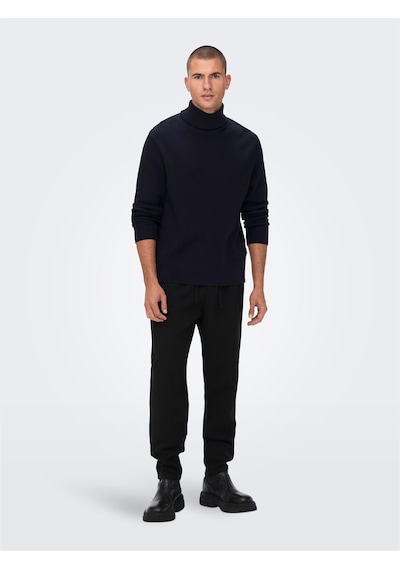 Only & Sons Onsphil Reg 12 Struc Roll Neck Knit Noos Erkek Mavi Kazak - 22023202
