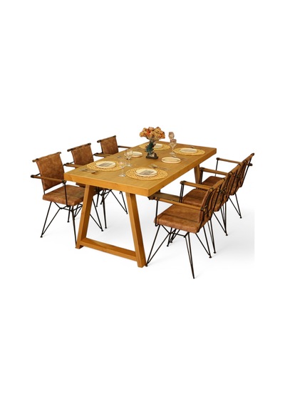 Neiwel Riza Doğal Ahşap Yemek Masası-120-300 Açık Ceviz
