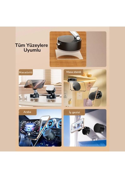 Coofbe Tüm Yüzeylere Uyumlu Sök Tak Vantuzlu Magnetic Araç İçi Telefon Tutucu Masaüstü Telefon Standı