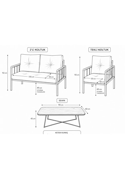 Liva Bahçe Balkon Oturma Grubu - 2+1+1 Takım + Sehpa - Siyah Metal İskelet Konforlu Kırpık Dolgu Cappuccino Liva Bahçe Balkon Oturma Grubu - 2+1+1 Takım + Sehpa - Siyah Metal İskelet Konforlu Kırpık Dolgu Cappuccino