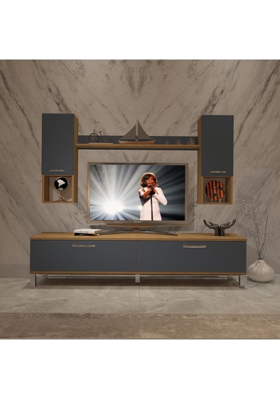 Decoraktiv Eko 5da Mdf Std Krom Ayaklı Tv Ünitesi Tv Sehpası Pera - Antrasit