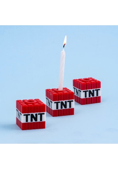 Minecraft Tnt Mumluk 3 Lü Blok Mumluk Seti Doğum Günü Pastası Süsü Parti Aksesuar