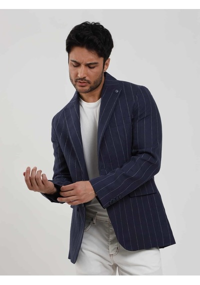 Dufy Lacivert Erkek Regular Fit Çizgili Sivri Yaka Keten Ceket - 104439-lacivert Lacivert Dufy Lacivert Erkek Regular Fit Çizgili Sivri Yaka Keten Ceket - 104439-lacivert Lacivert