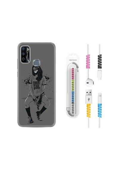 Infinix Hot 9 Play Kılıf Kablo Koruyuculu Purest Evil 1627