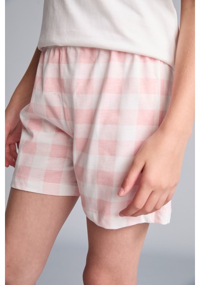 Defacto Regular Fıt Şortlu 2li Ekru Pijama Takımı Kız Çocuk I1574a826smer2 Ekru-er2