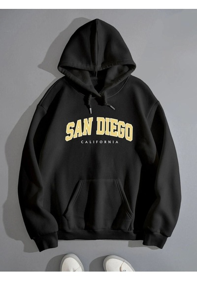Altamira Unisex San Diego Baskılı Oversize Kapşonlu Sweatshirt 001