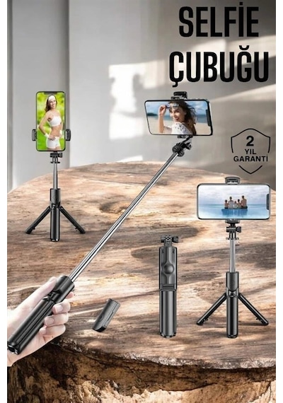 Kumandalı Tripod Telefon Tutucu Selfie Çubuğu 360 Derece Dönebilen .