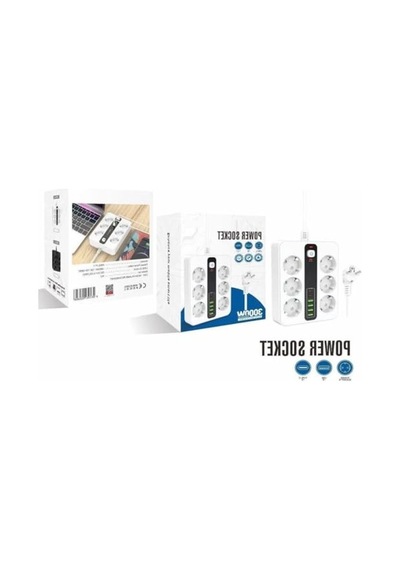 6'lı Priz, 4 Usb Ve 2 Type-c Çıkışı İle Kullanıma Uygun