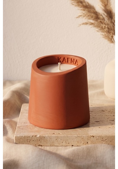 Kafna Tarçın & Vanilya Kokulu Dekoratif Beton Mum - %100 Soya Wax Kiremit Diğer