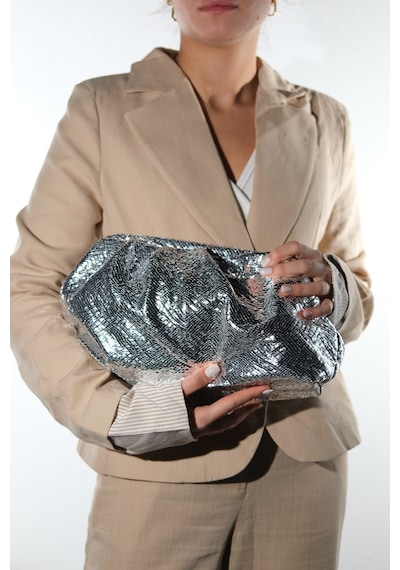 Luvishoes Uvera Gümüş Desenli Kadın Clutch Çanta Gümüş