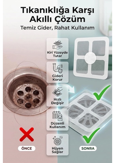 Gider Kapatıcı Pislik Tutucu Kendinden Yapışkanlı Gider Kapağı Beyaz