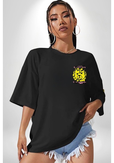 Yükseliş İçin Kendin Ol Siyah Oversize Unisex Ön Ve Sırt Baskılı Tişört Siyah