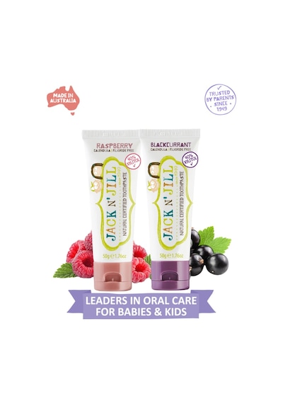 Jack N Jill Doğal Sertifikalı Diş Macunu - Siyah Frenk Üzümlü & Ahududu 2'li Paket 2x50g