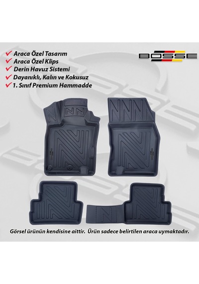 Nissan Qashqai Paspas Araca Özel 2013 - 2021 BOSSE 3D Havuzlu Oto Paspas