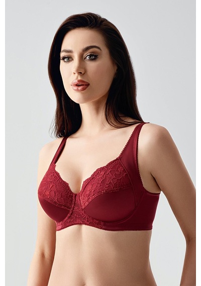 New Bra Kadın C Kap Dantelli Balenli Desteksiz Toparlayıcı Sütyen Bordo 2305 Bordo