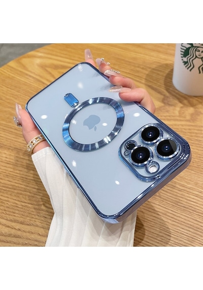 Apple Uyumlu iPhone  13 Pro Kılıf Magsafe Kamera Lensli Korumalı Şeffaf S