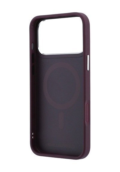 Apple iPhone Uyumlu 18 Pro Max Kılıf Karl Lagerfeld Lisanslı M-safeli K&c Metal Logolu Pu 360 Standlı Kapak Bordo