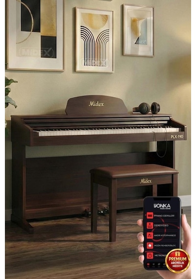 Midex Plx-190sr Dijital Piyano 88 Tuşlu Gül Ağacı Tuş Hassasiyetl