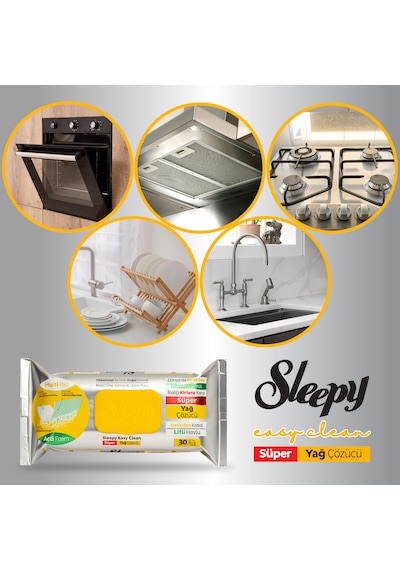 Sleepy Easy Clean Süper Yağ Çözücü&Kireç Sökücü Yüzey Temizlik Havlusu&Mendili 8x30 (240 Yaprak)